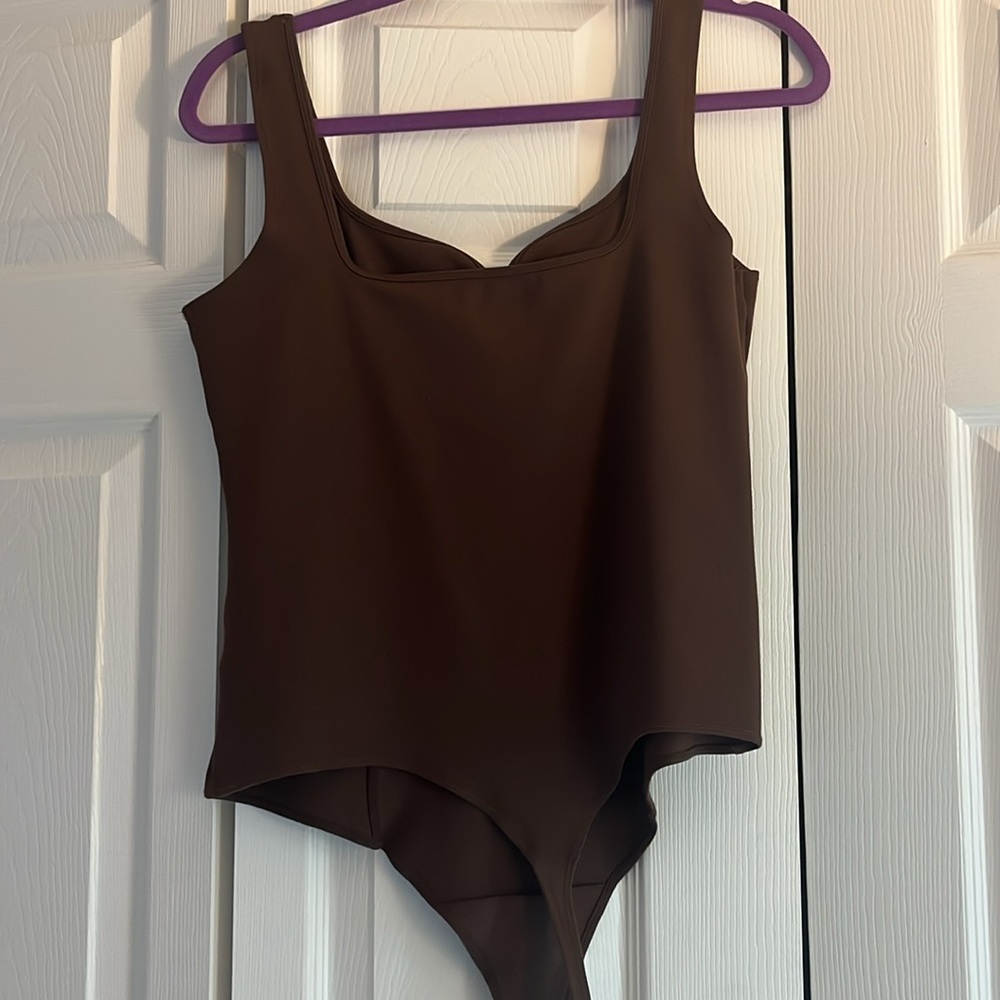 Abercrombie & Fitch | Ponte Corset Sweetheart Bodysuit | Brown - Picture 6 of 6